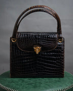 –SPECIAL– “GUCCI” 50’s-60’s Crocodile leather top handle bag