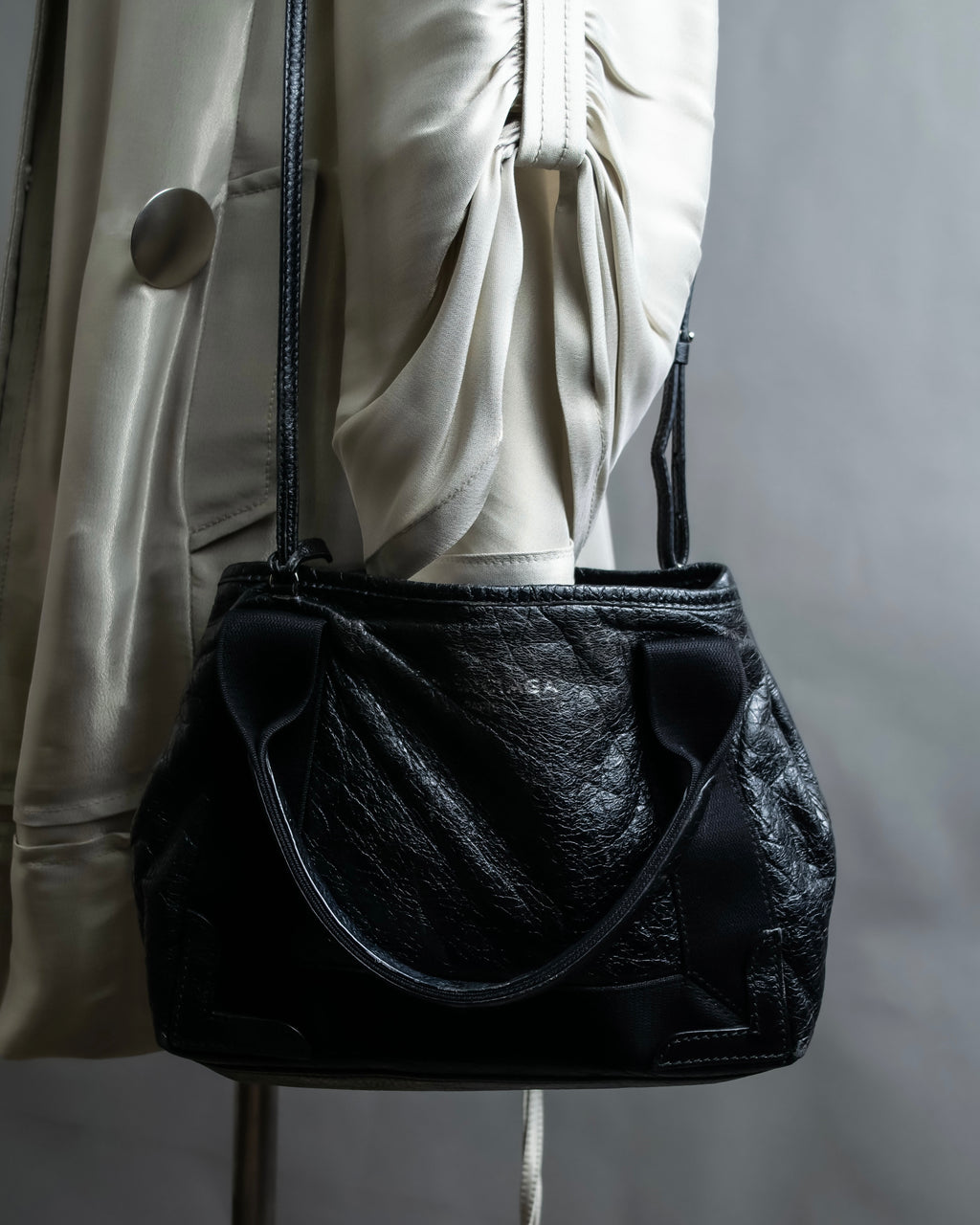 “Balenciaga”  navy cavas xs hand bag