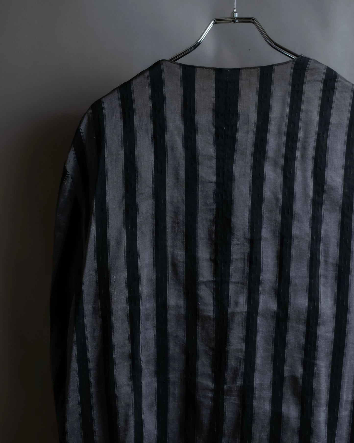 "Vintage thick-pitch stripe round neck jacket"