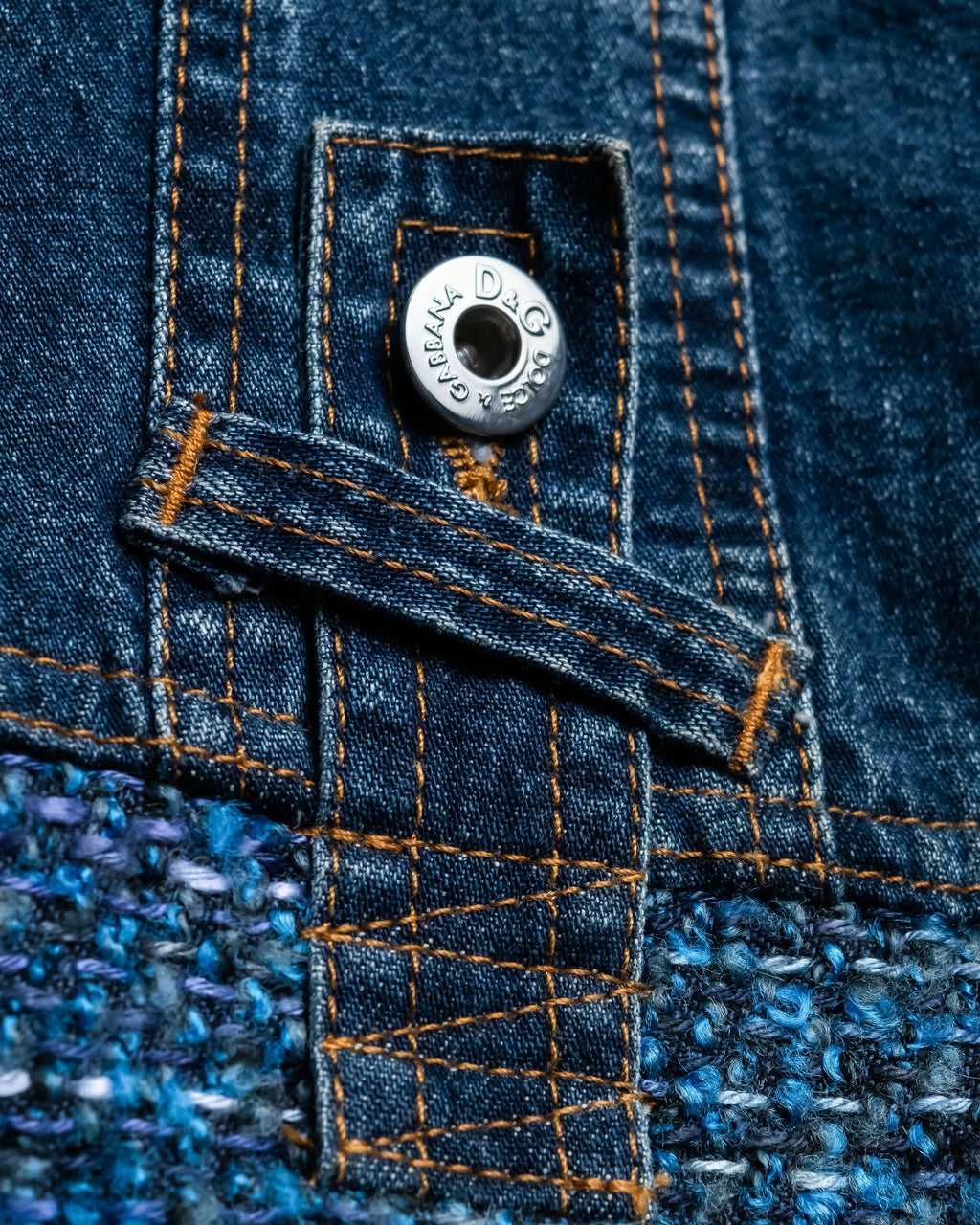 “D&amp;G” Tweed attached bijou button denim jacket