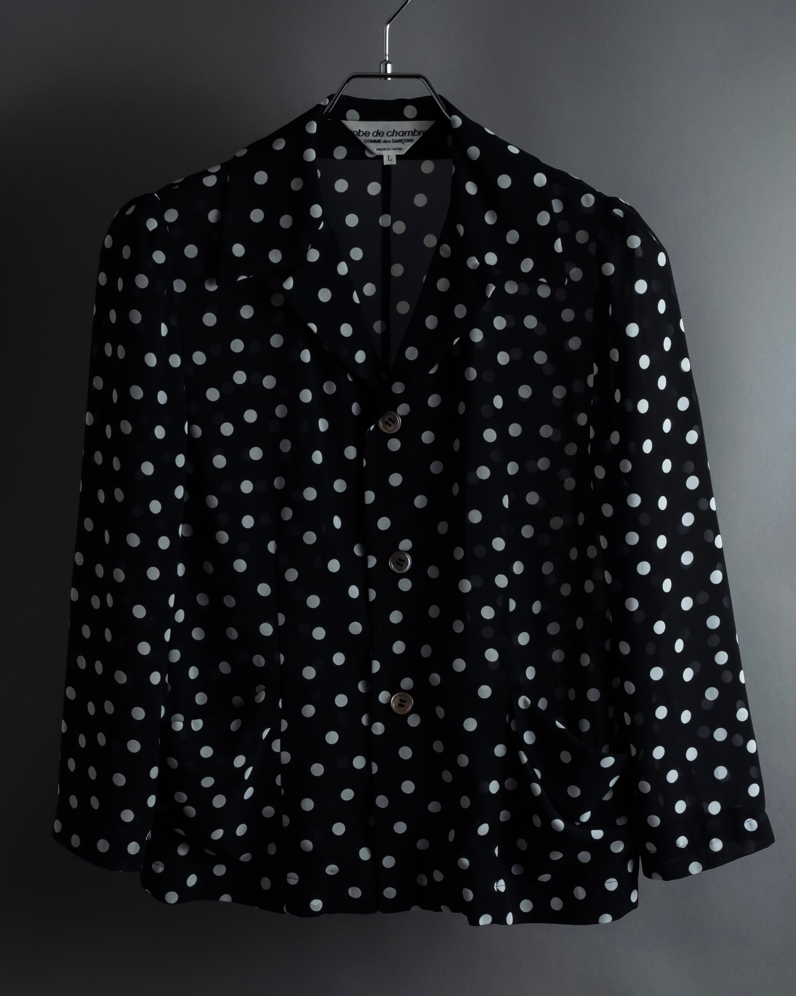 "robe de chambre COMME des GARCONS" 2002SS White dot pattern open collar shirt