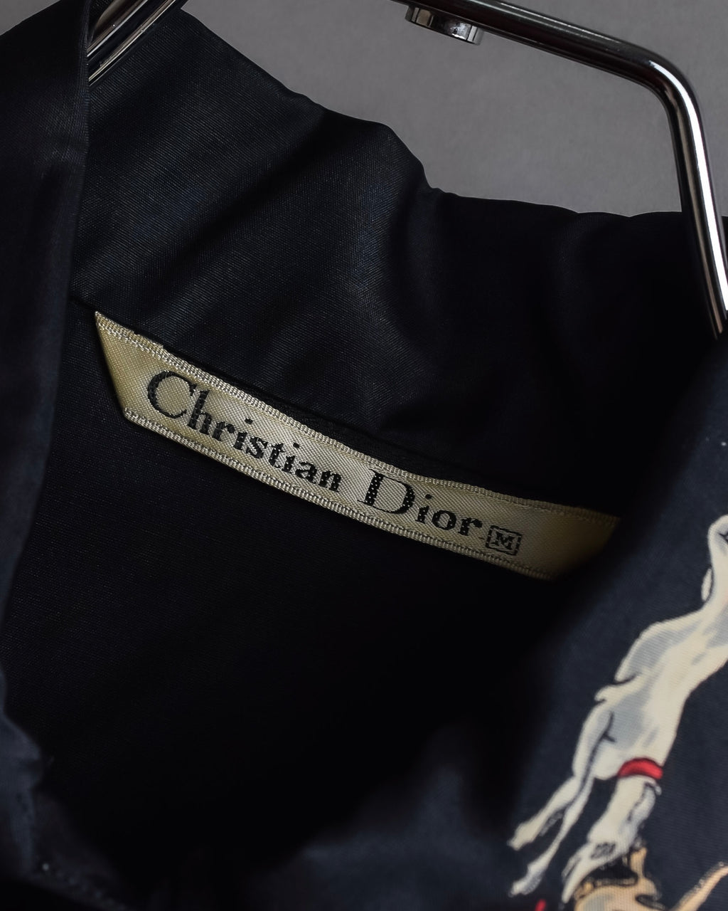 "Christian Dior" Hand painted greyhound motif silk blouse