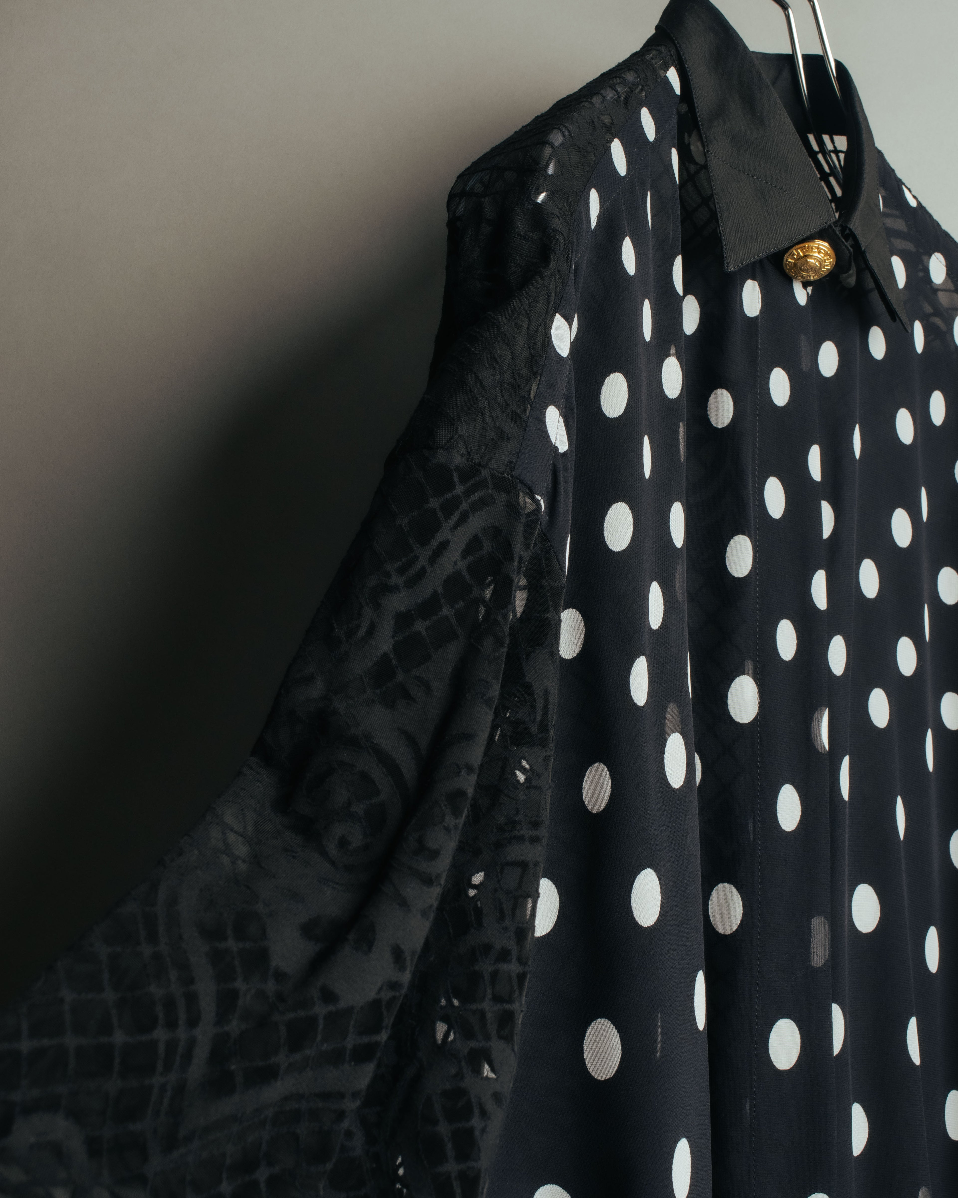 “GIANNI VERSACE” 80’s-90’s Couture polka dot lace shirt