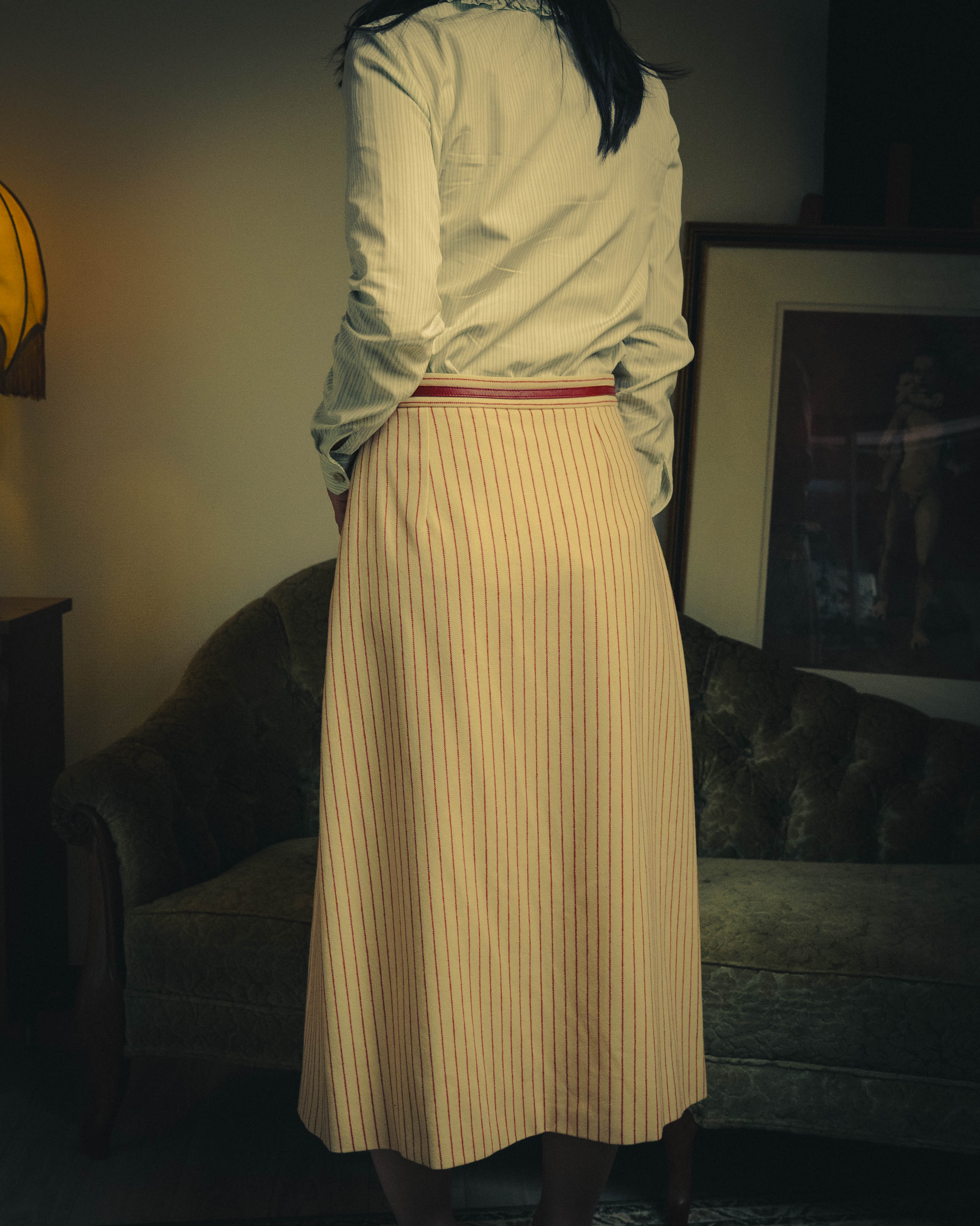 -SPECIAL- “GUCCI” 2015-2022 vintage inspired horsebit striped wool skirt