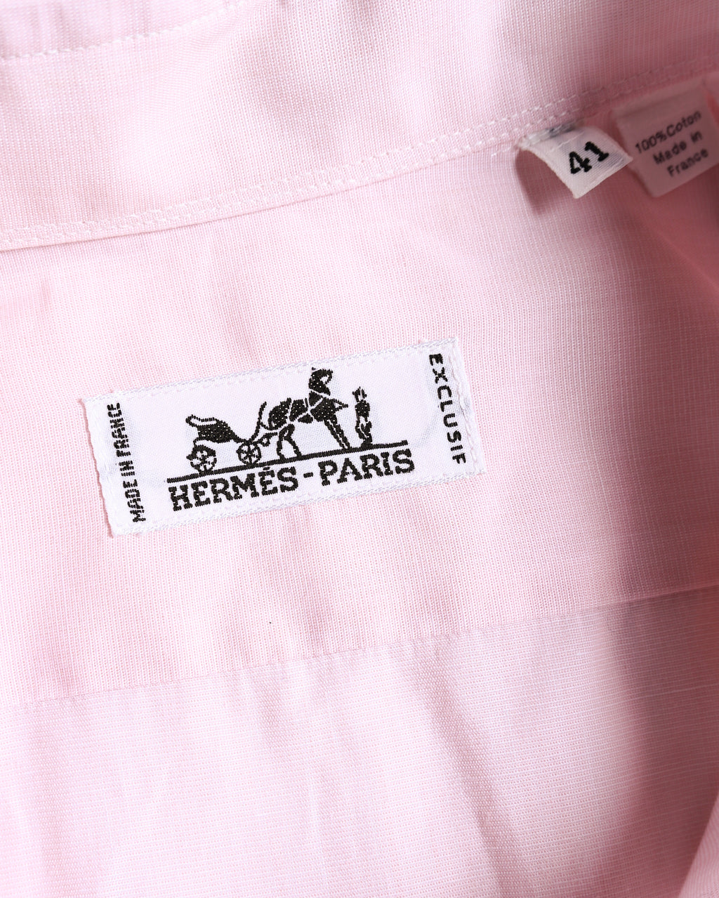 HERMES/ Oversized French Cuffed Contrast Collar Dress Shirt Pink