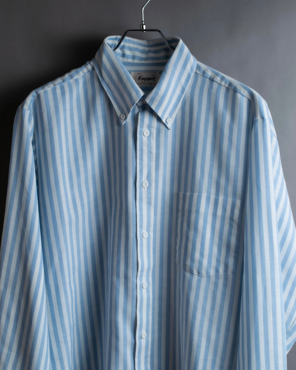 "Vintage light blue striped button-down shirt"