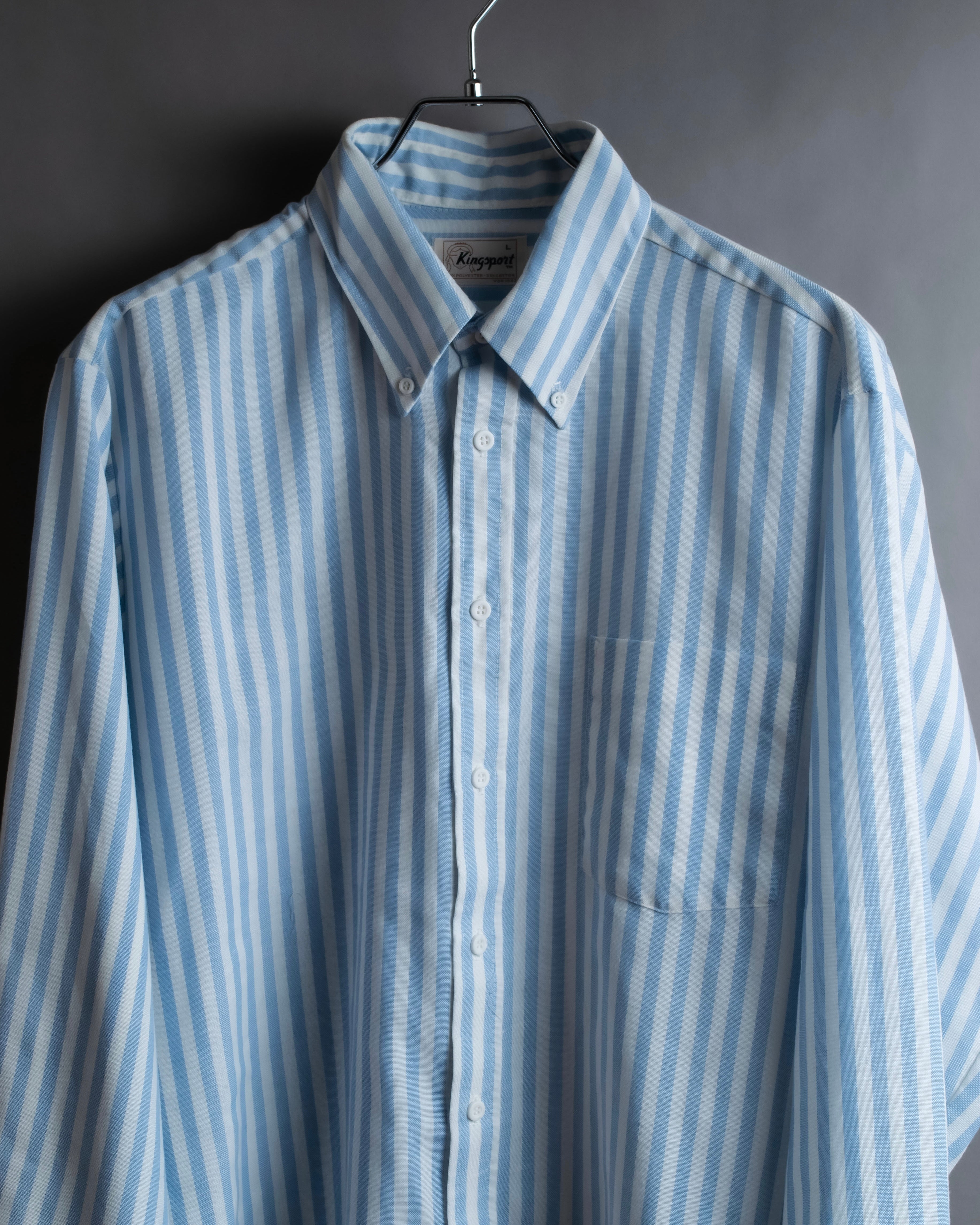 "Vintage light blue striped button-down shirt"