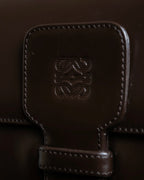 "LOEWE" Logo engraved belt design glass leather shoulder bag