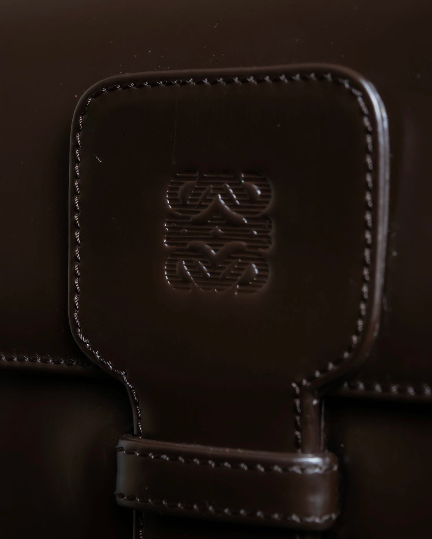 "LOEWE" Logo engraved belt design glass leather shoulder bag