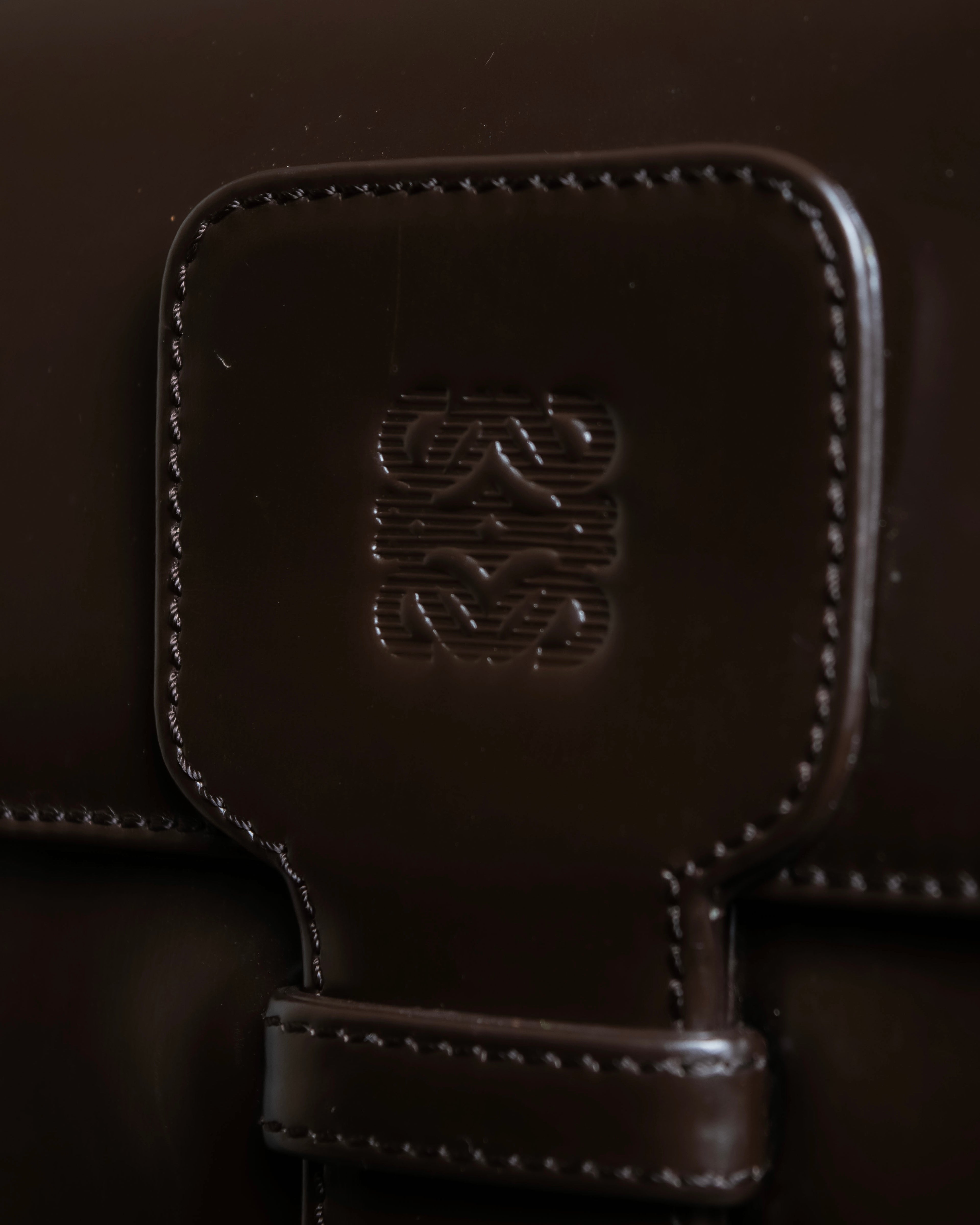 "LOEWE" Logo engraved belt design glass leather shoulder bag