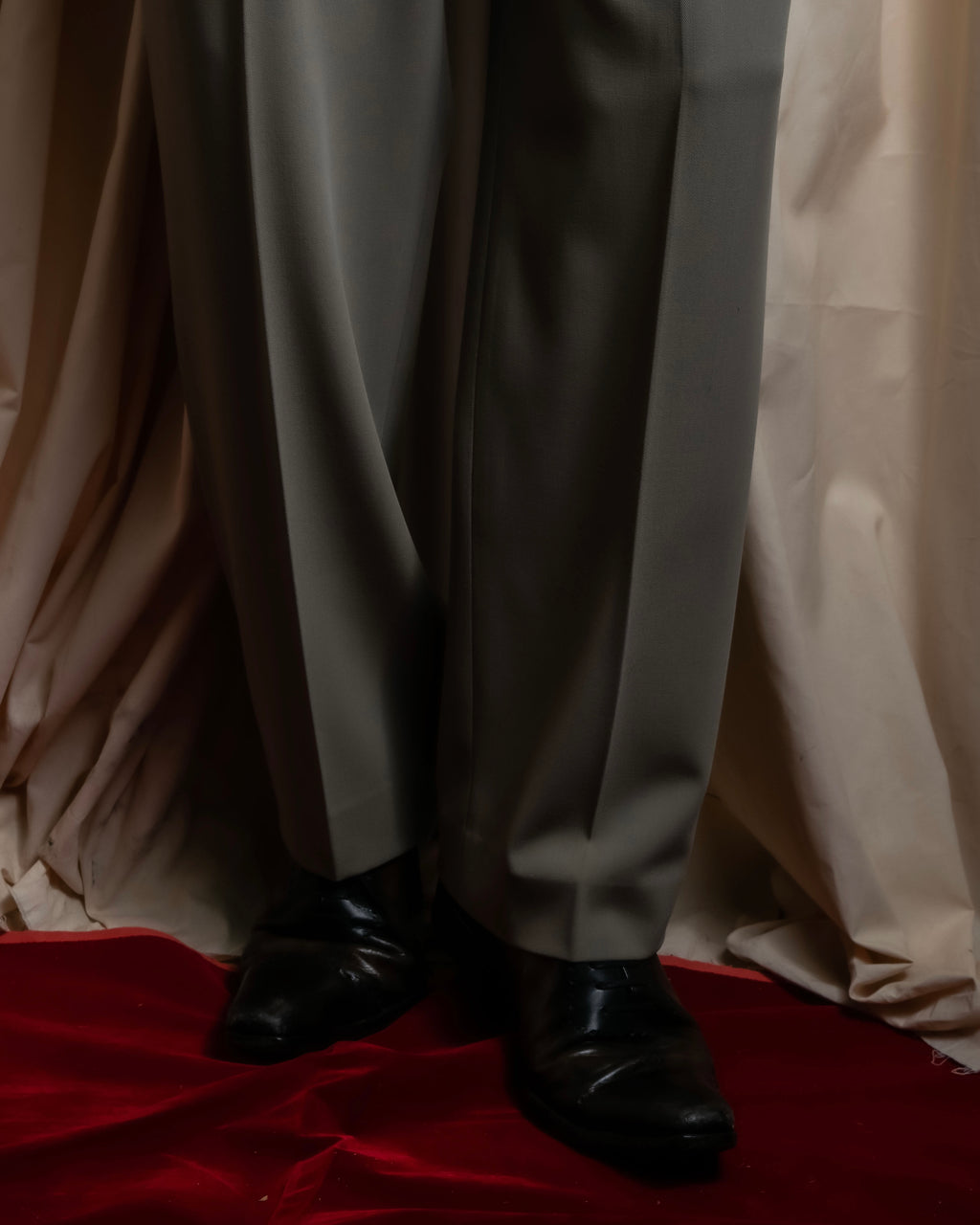 "HERMES" Margiela period silk wide straight slacks