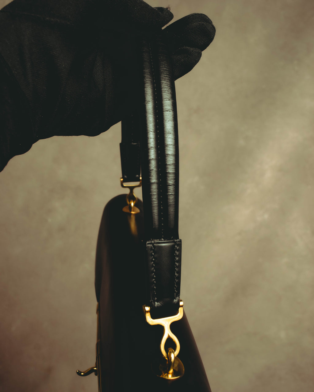 -SPECIAL- “HERMÈS” 60’s-70’s Palonnier black leather structured shoulder bag