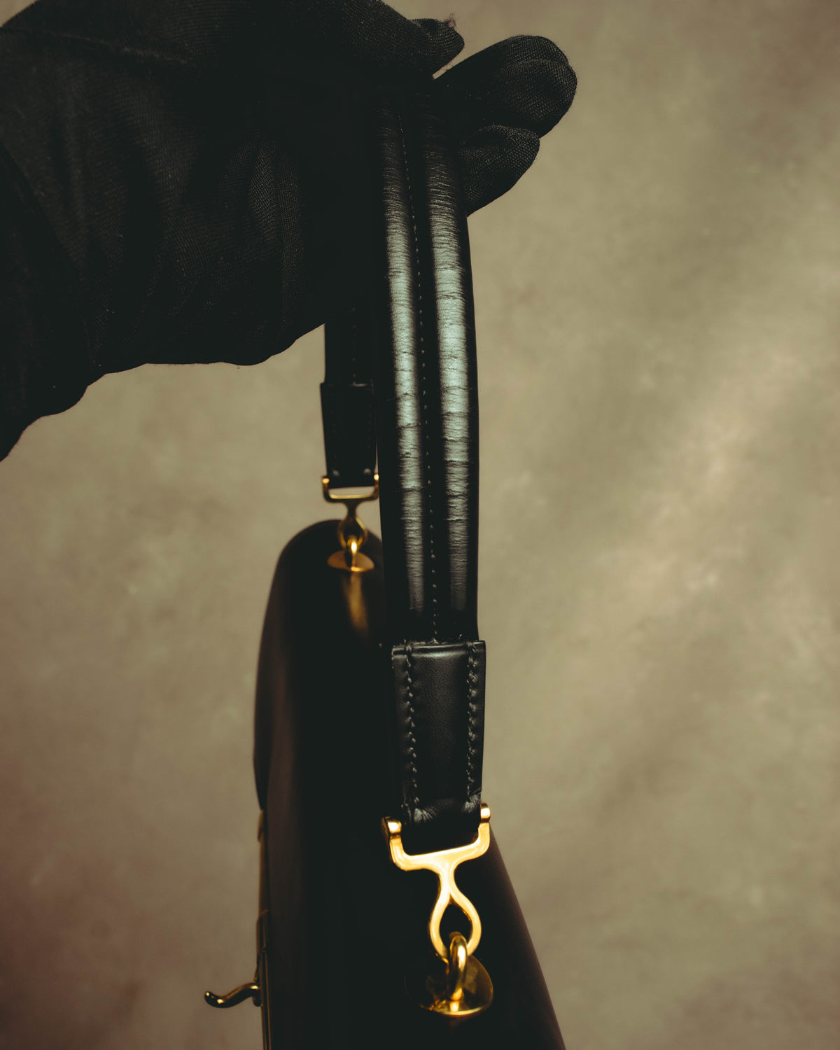 -SPECIAL- “HERMÈS” 60’s-70’s Palonnier black leather structured shoulder bag