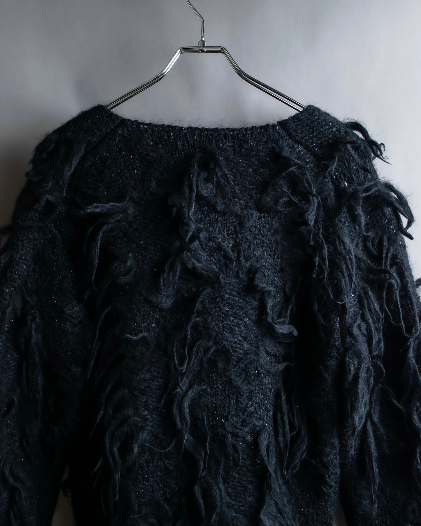 "JUNYA WATANABE COMME des GARCONS" Fringe design brushed V-neck knit pullover