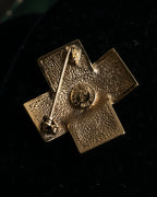 "CELINE" Quilted plate design gold brooch
