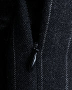 "BALENCIAGA" Side zipper design striped slacks