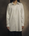 -SPECIAL- “HERMES” 80’s tonal jacquard pinstripe French cuff shirt