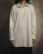 -SPECIAL- “HERMES” 80’s tonal jacquard pinstripe French cuff shirt