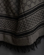 "GUCCI" GG monogram &amp; check pattern fringe large stole