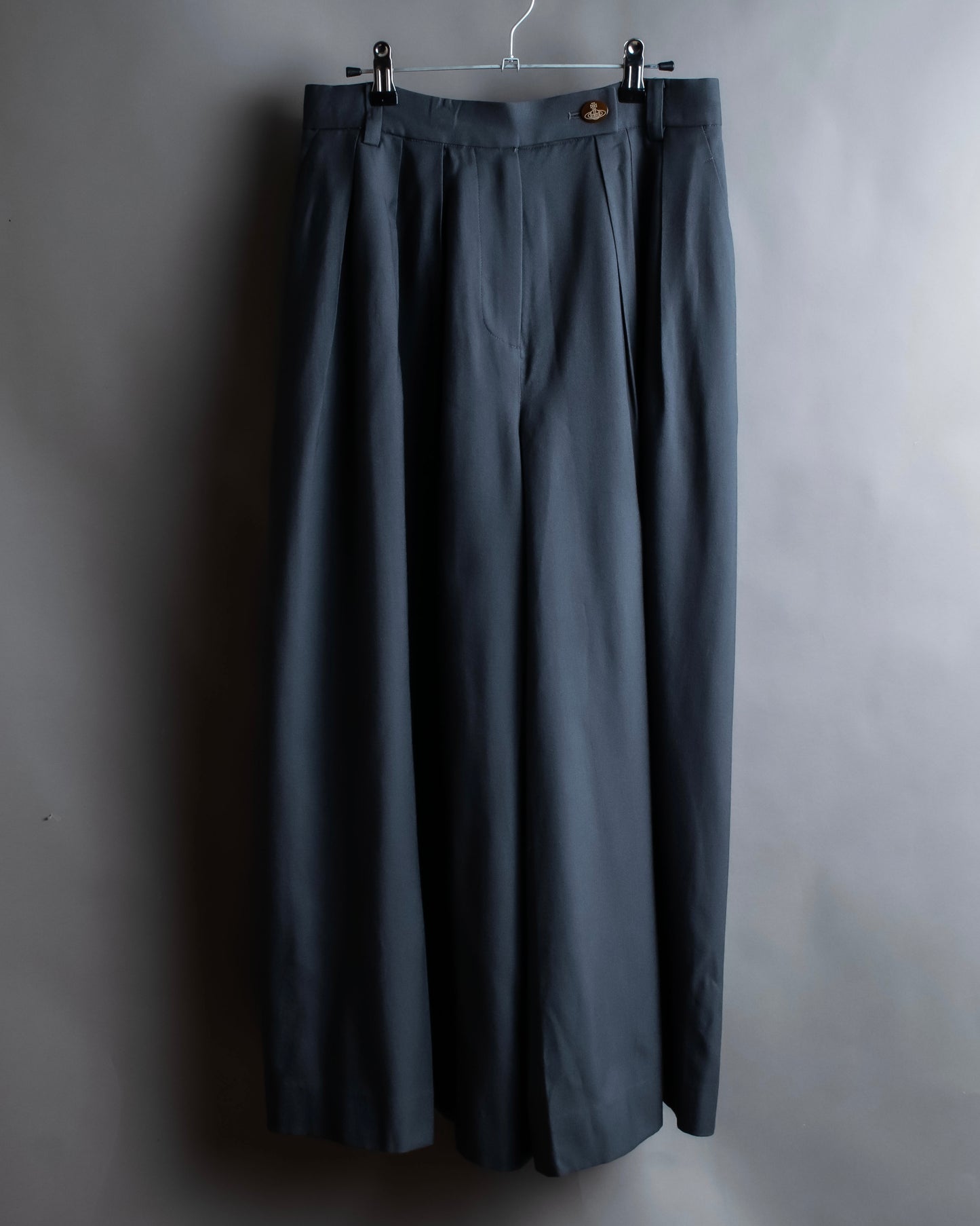 "Vivienne Westwood RED LABEL"    3 tuck blue gray color wide silhouette slacks