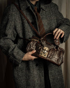 "MIU MIU" Antique design crocodile embossed leather 2way bag