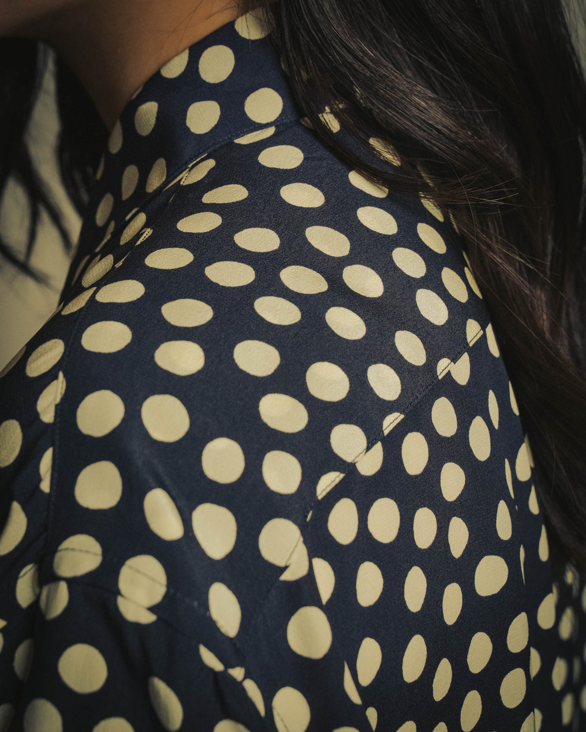 -SPECIAL- "Saint Laurent" 2019-2020 Polka dot silk long sleeve shirt