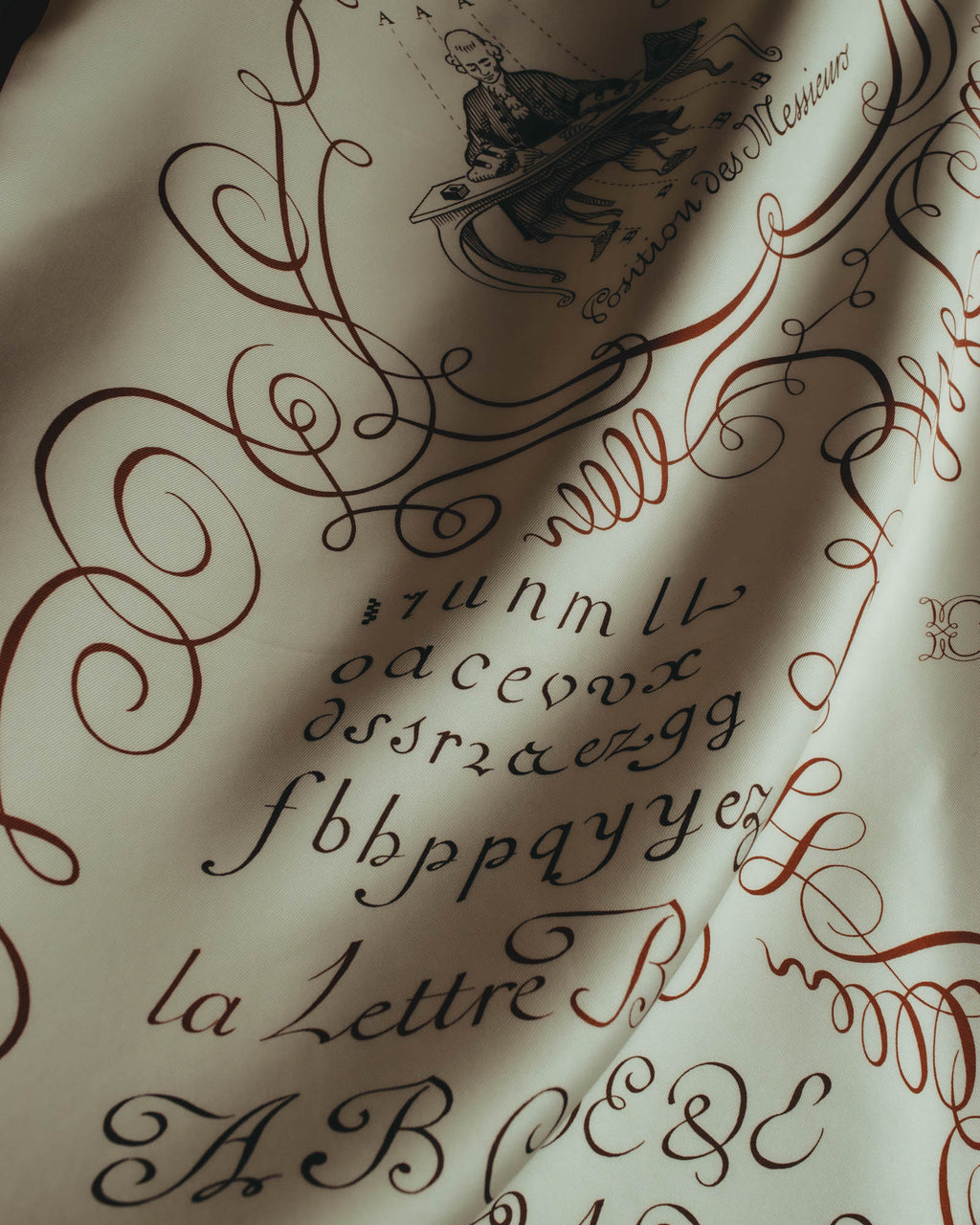 "Hermès" 90's Calligraphy print silk scarf