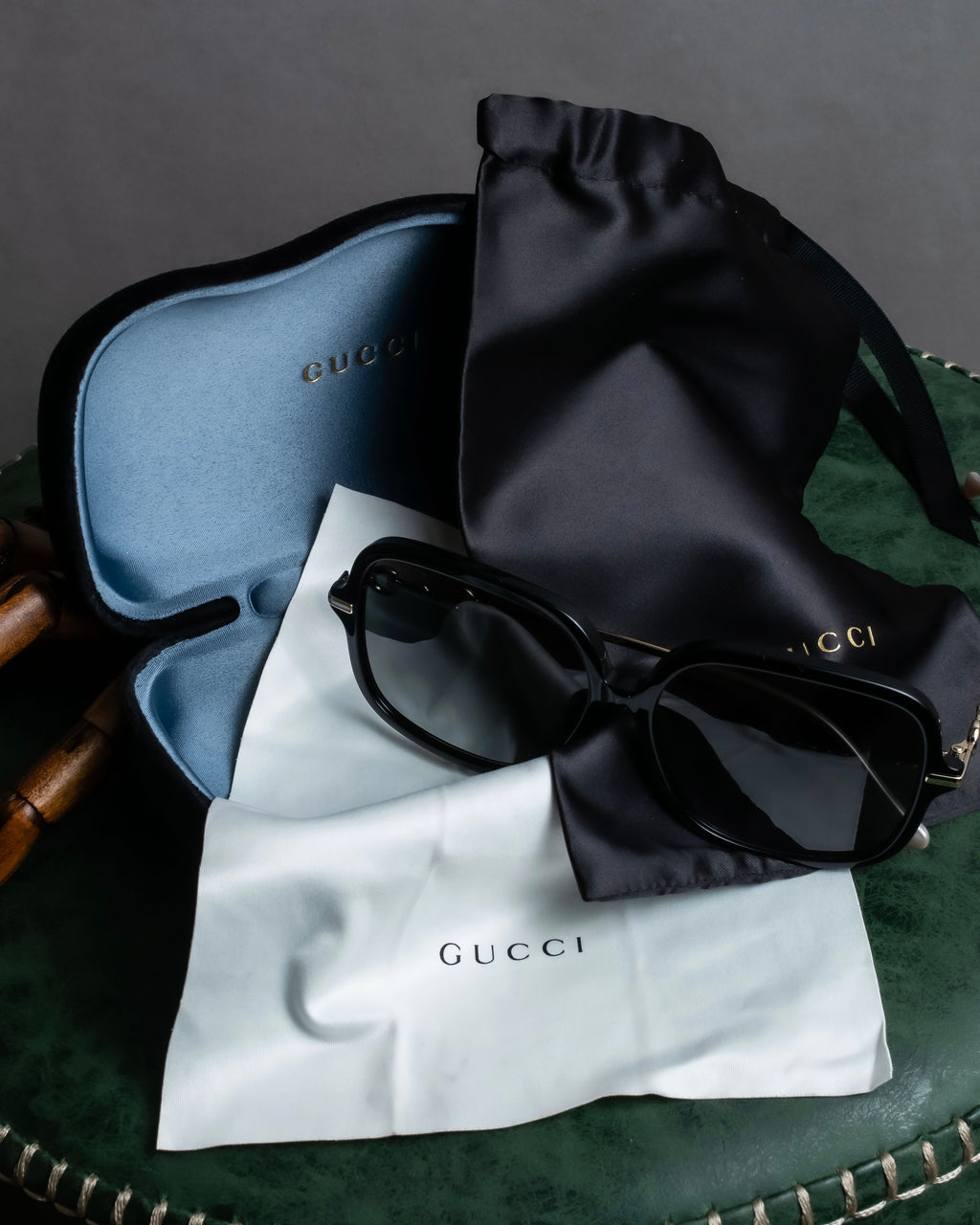 "GUCCI" Horsebit motif temple design big square frame sunglasses