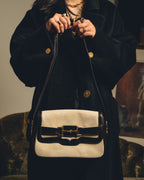 -SPECIAL- “CELINE” 70’s crécy horsebit canvas and leather shoulder bag