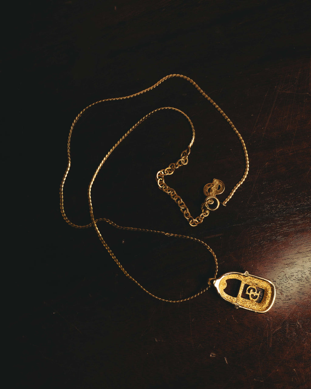 "Christian Dior" 90's Rhinestone padlock pendant necklace