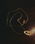 "Christian Dior" 90's Rhinestone padlock pendant necklace