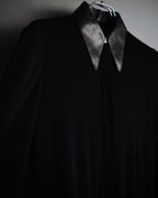 –SPECIAL– "HERMES" 00’s Leather-trimmed viscose evening shirt