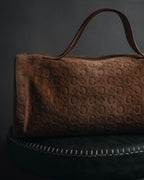 "CELINE" 00's Macadam logo engraved suede leather bag