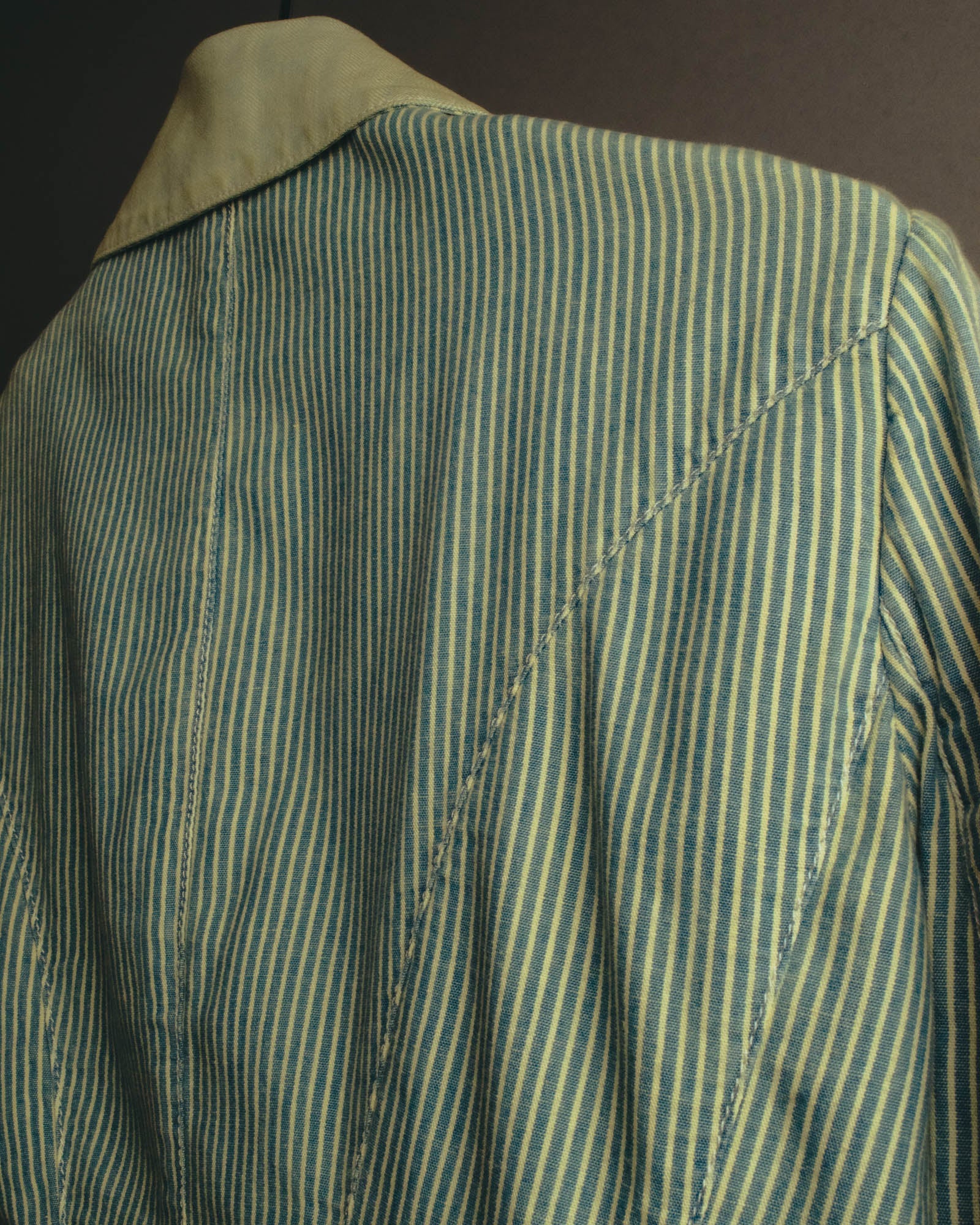 -SPECIAL- "Ralph Lauren" 00's Hickory stripe cotton double-breasted marine jacket