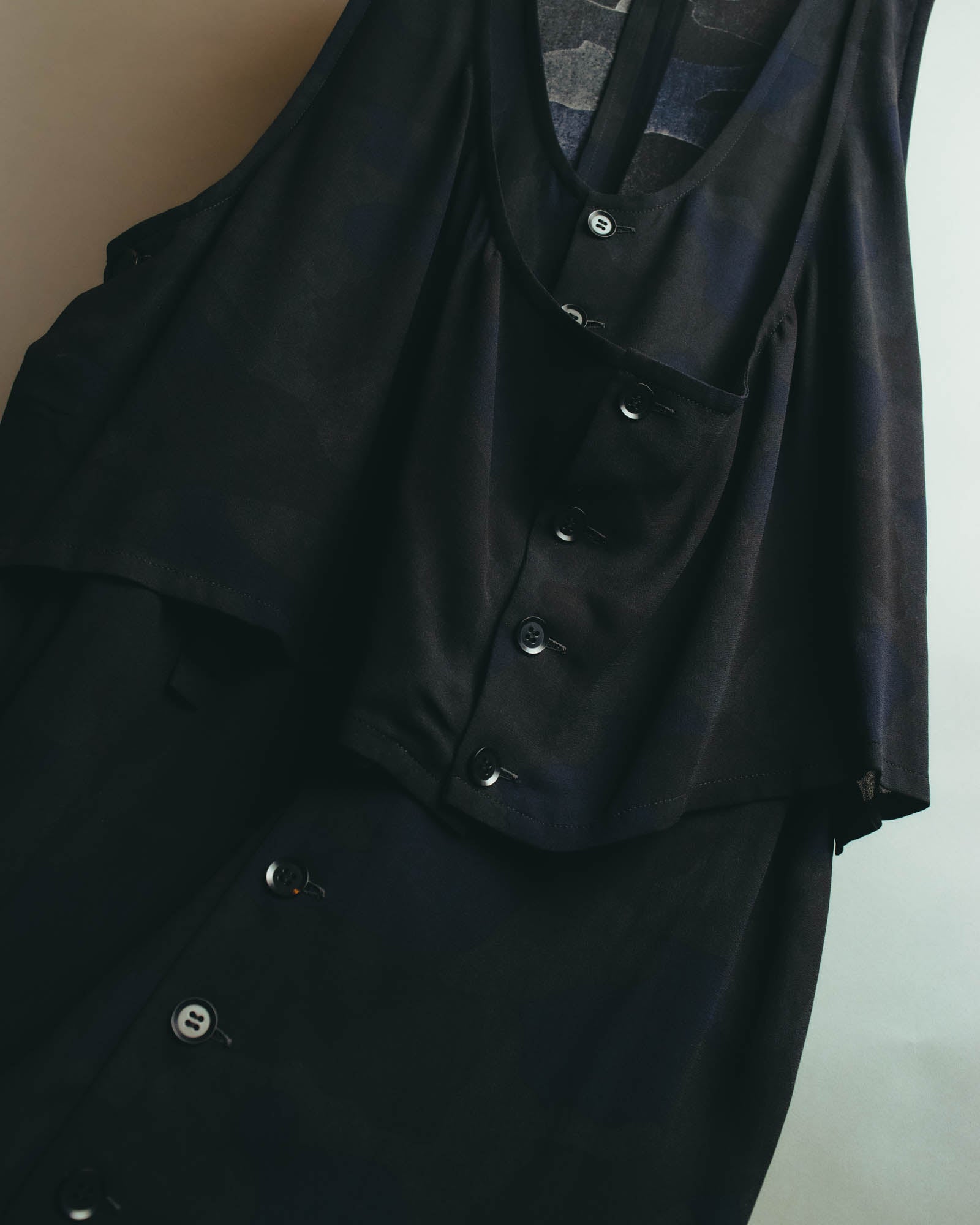 "Y's" 00's-10's Layered cupro sleeveless maxi dress