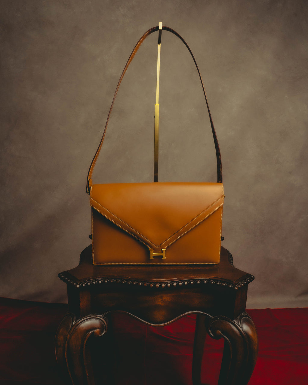 -SPECIAL- "HERMES" 70's-80's Vintage Lydie leather shoulder clutch bag