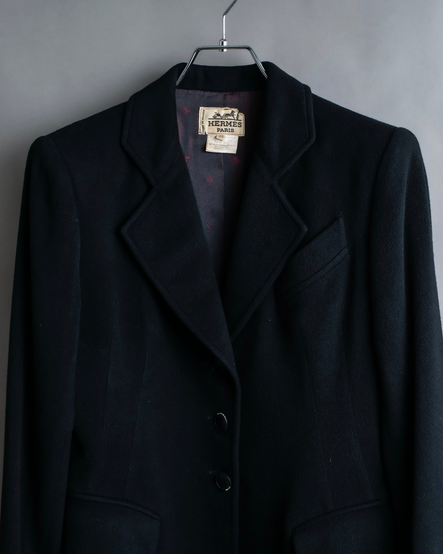 "HERMES" 100% cashmere shaped tailored jacket