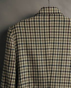 "GUCCI" 80's-early 90's Checked wool cashmere double-breasted jacket