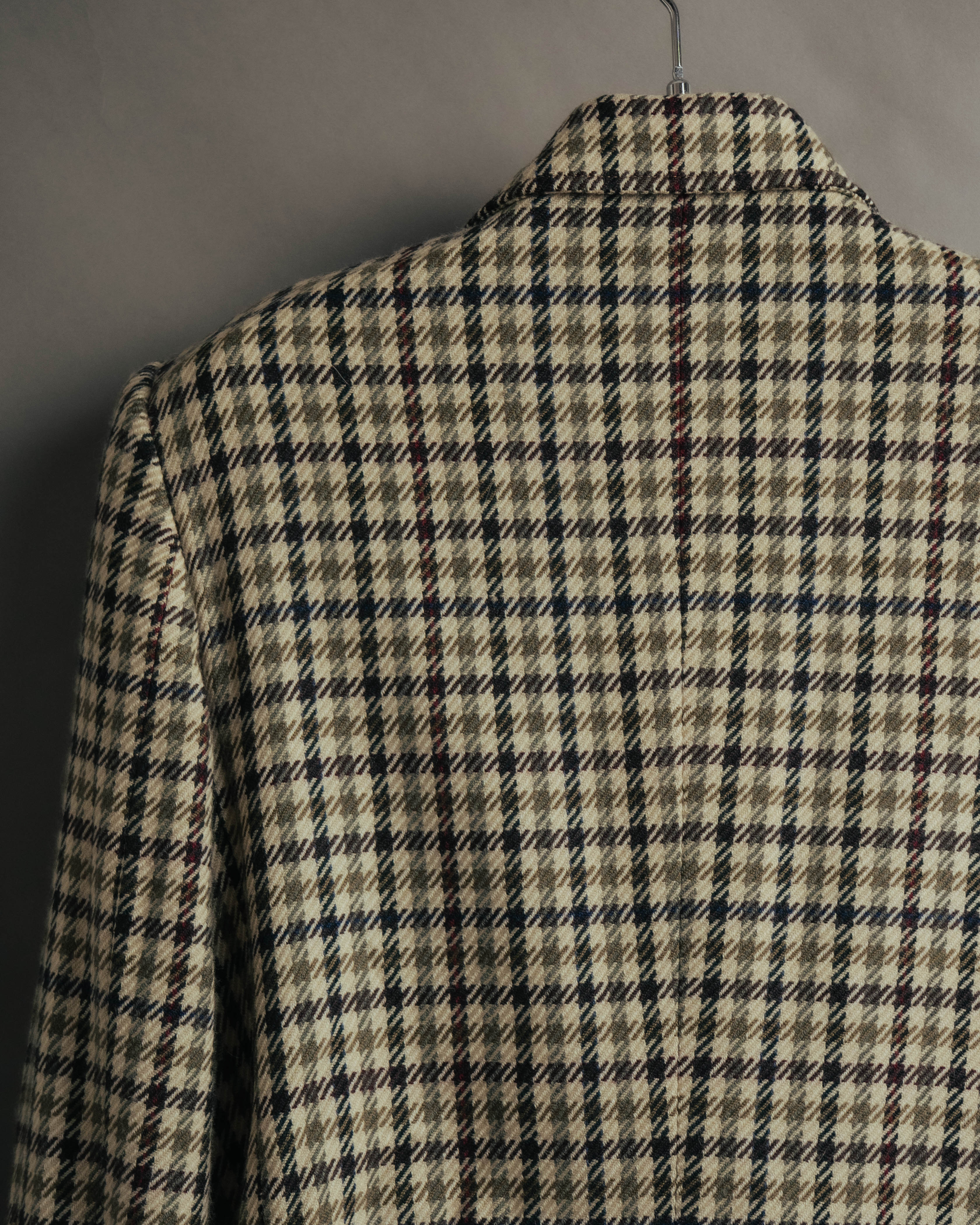 "GUCCI" 80's-early 90's Checked wool cashmere double-breasted jacket