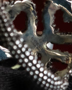 "GUCCI" Ribbon motif pearl top design silver ring