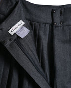 Christian Dior (SAMPLE)/ Archived Pure Wool Luxury Long Pleats Skirt Gray