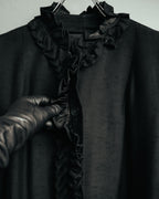 -MOOD Vintage Collections-
80’s-90’s Ruffle detail black long coat