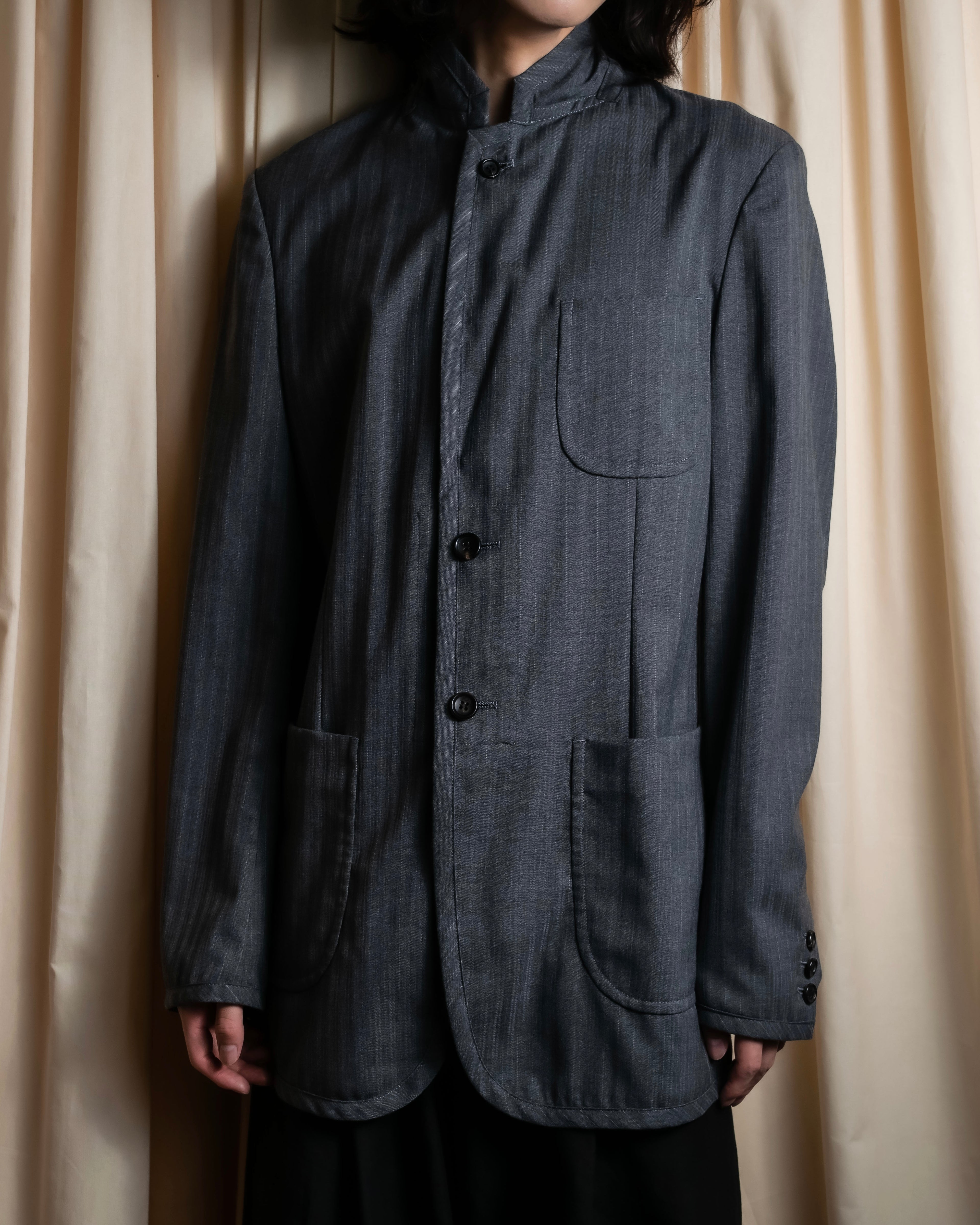 "COMME des GARCONS HOMME PLUS" 14SS modified lapel design striped jacket