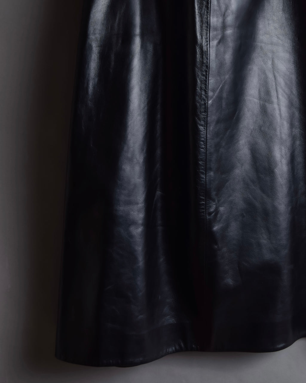 "CELINE" Front metal buckle detail leather skirt