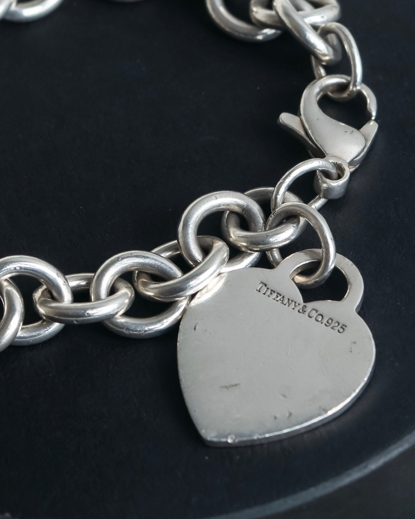 "Tiffany&Co" Heart motif sterling silver chain bracelet