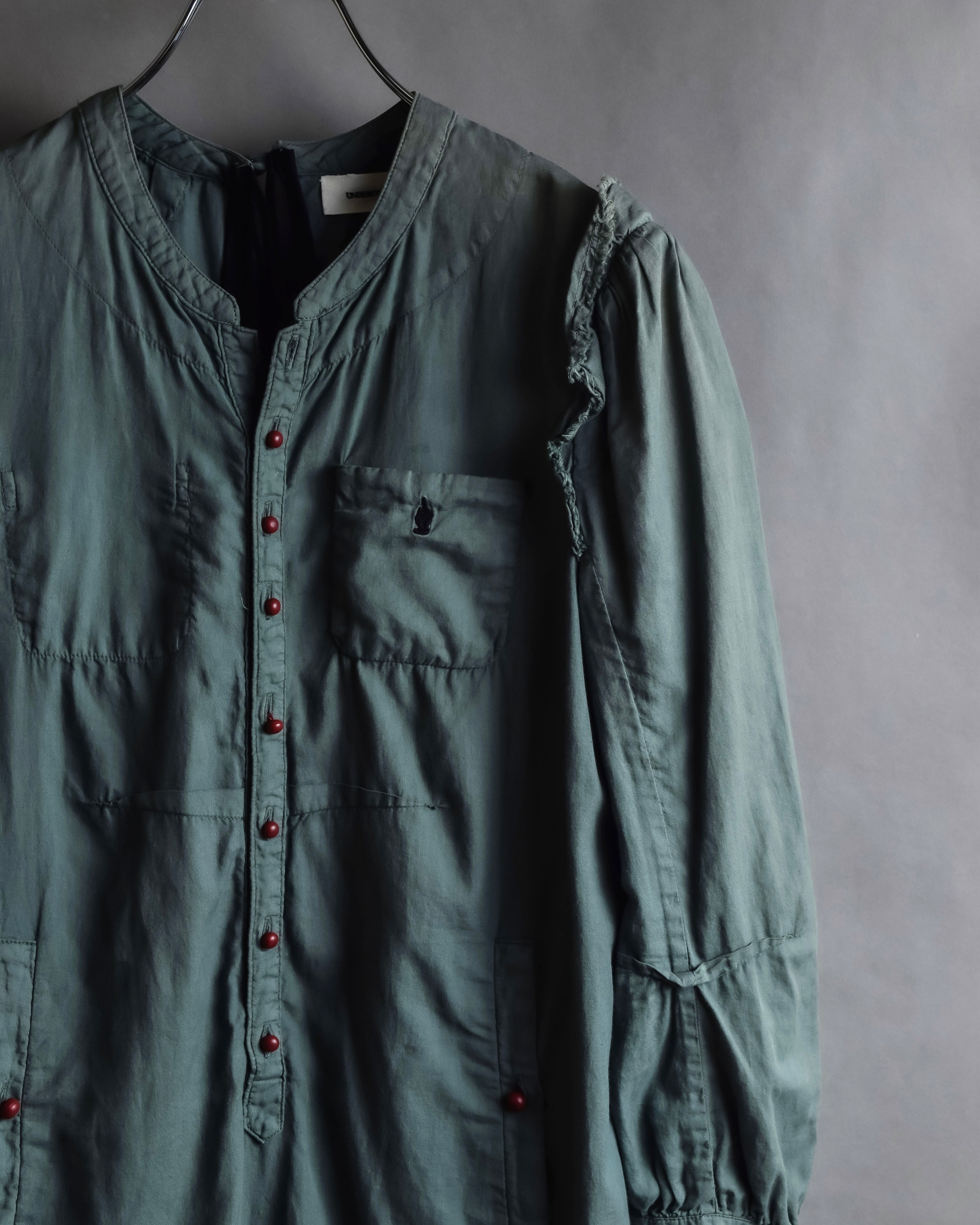 "UNDERCOVER" Raw edge frill design military-like shirt tunic