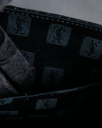 "YVES SAINT LAURENT" Braided stitch design crocodile embossed leather one-handle bag