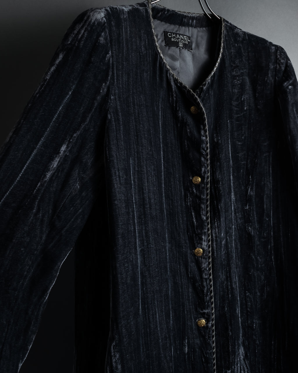 -SPECIAL- "CHANEL" 90's-00's Crushed velvet long dress