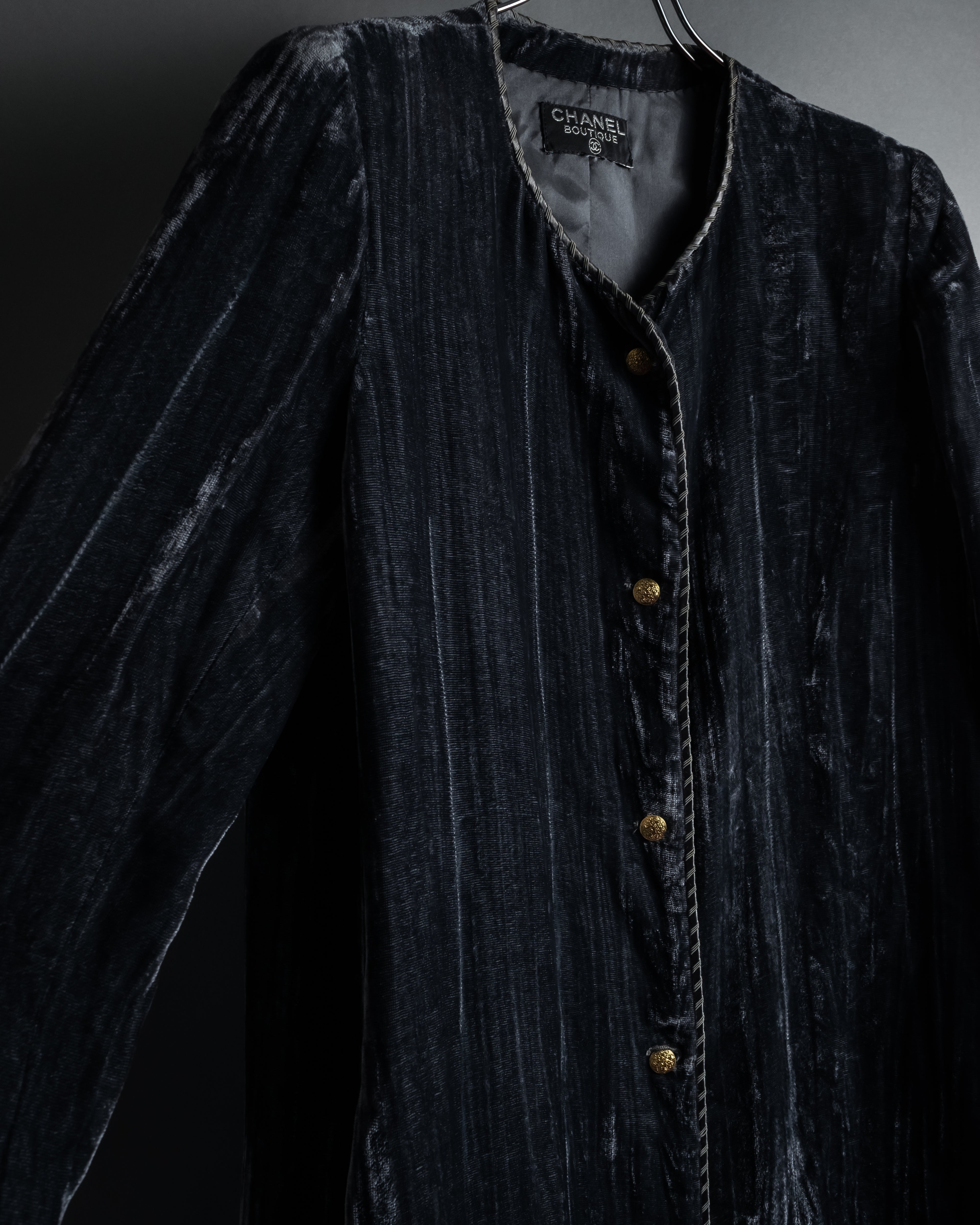 -SPECIAL- "CHANEL" 90's-00's Crushed velvet long dress