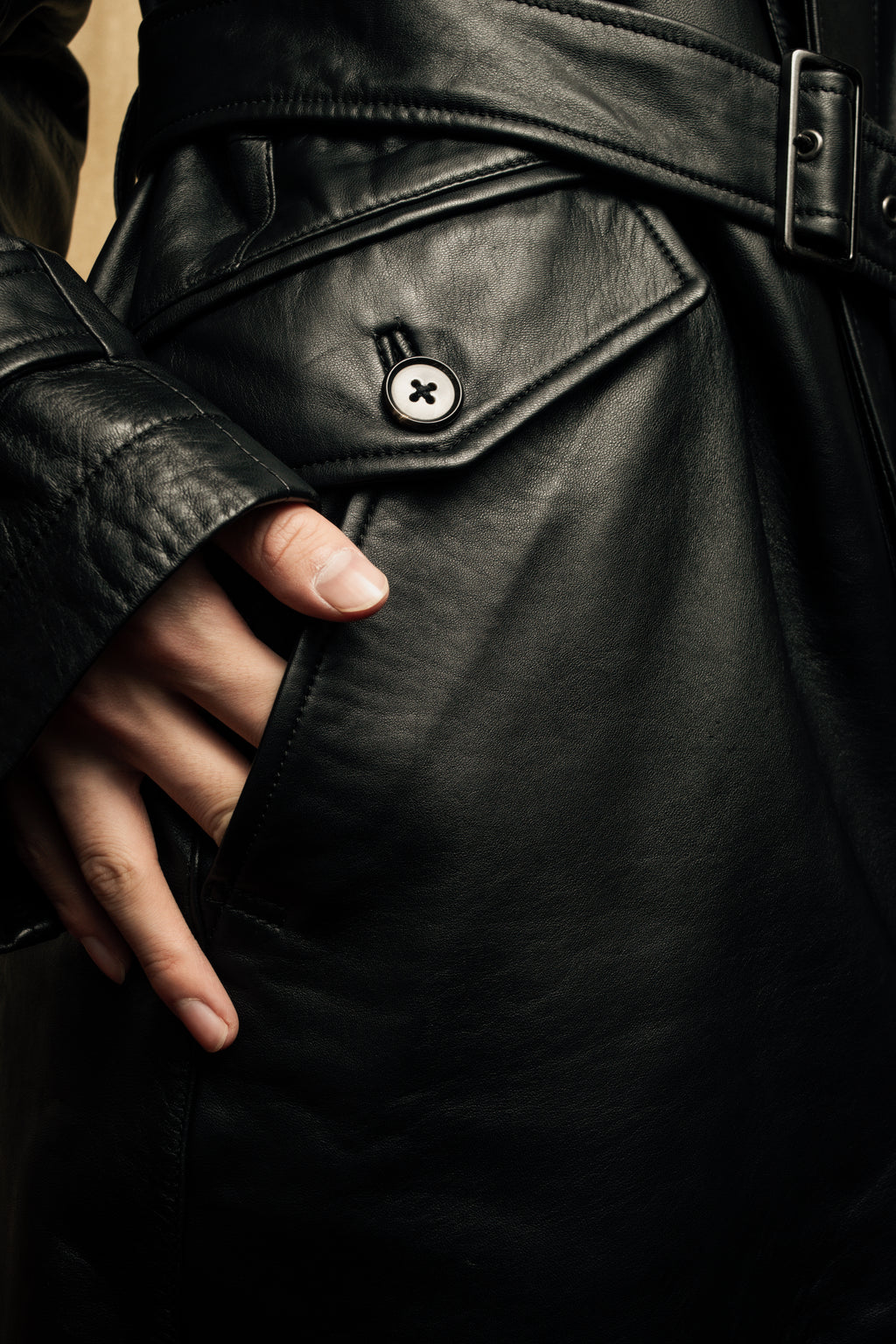 "DURBAN" Double zipper sheepskin leather coat